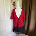 Lane Bryant Red Crochet Knit Tie Front Cardigan Boho Coquette Plus Size 18/20