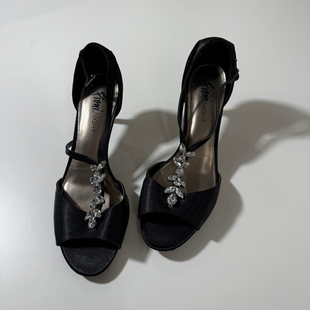 Fioni Bedazzled Women's Strappy Heels Sateen Finish Formal Elegant Girly