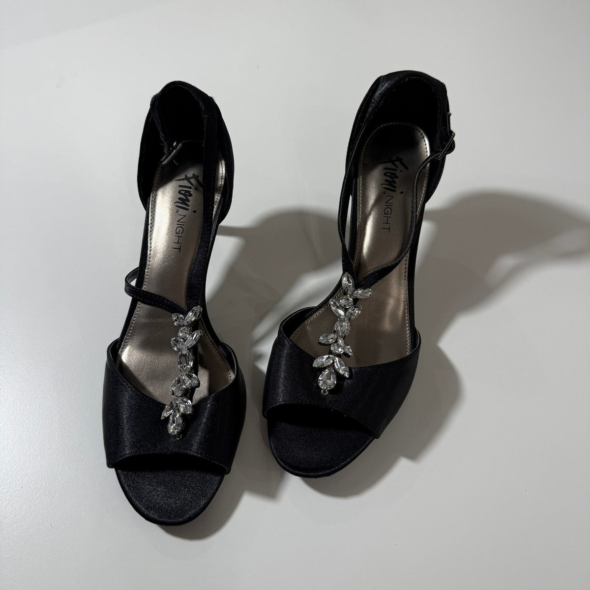Fioni Bedazzled Women's Strappy Heels Sateen Finish Formal Elegant Girly