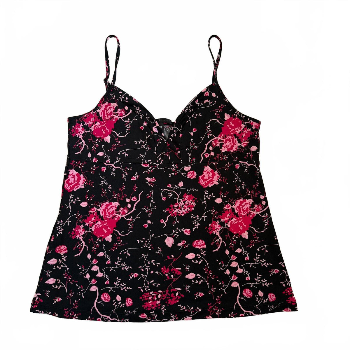 Tart Intimates Floral Print Camisole Top Size S Black and Pink Spaghetti Strap