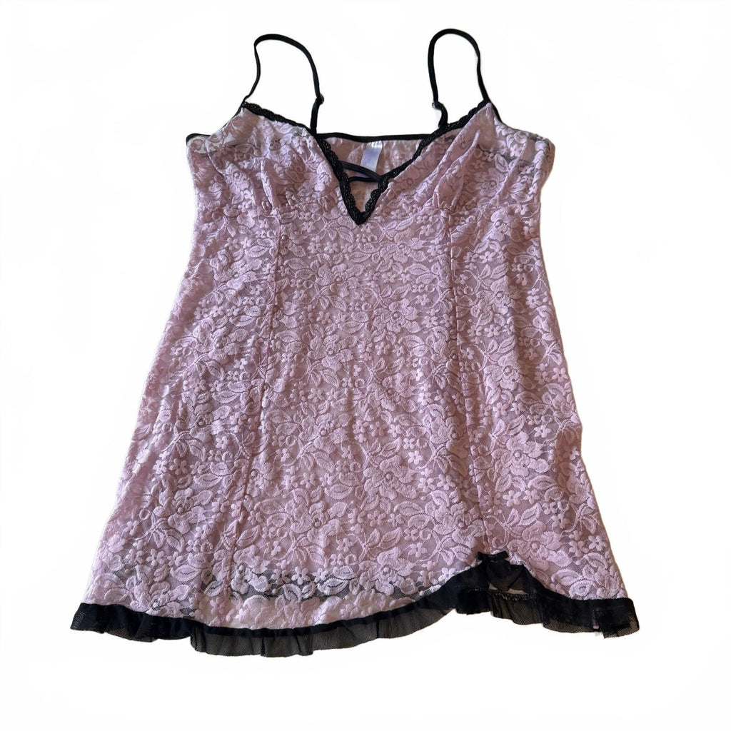 Y2K Secret Treasures Pink Lace Nightie Slip Dress XL Coquette