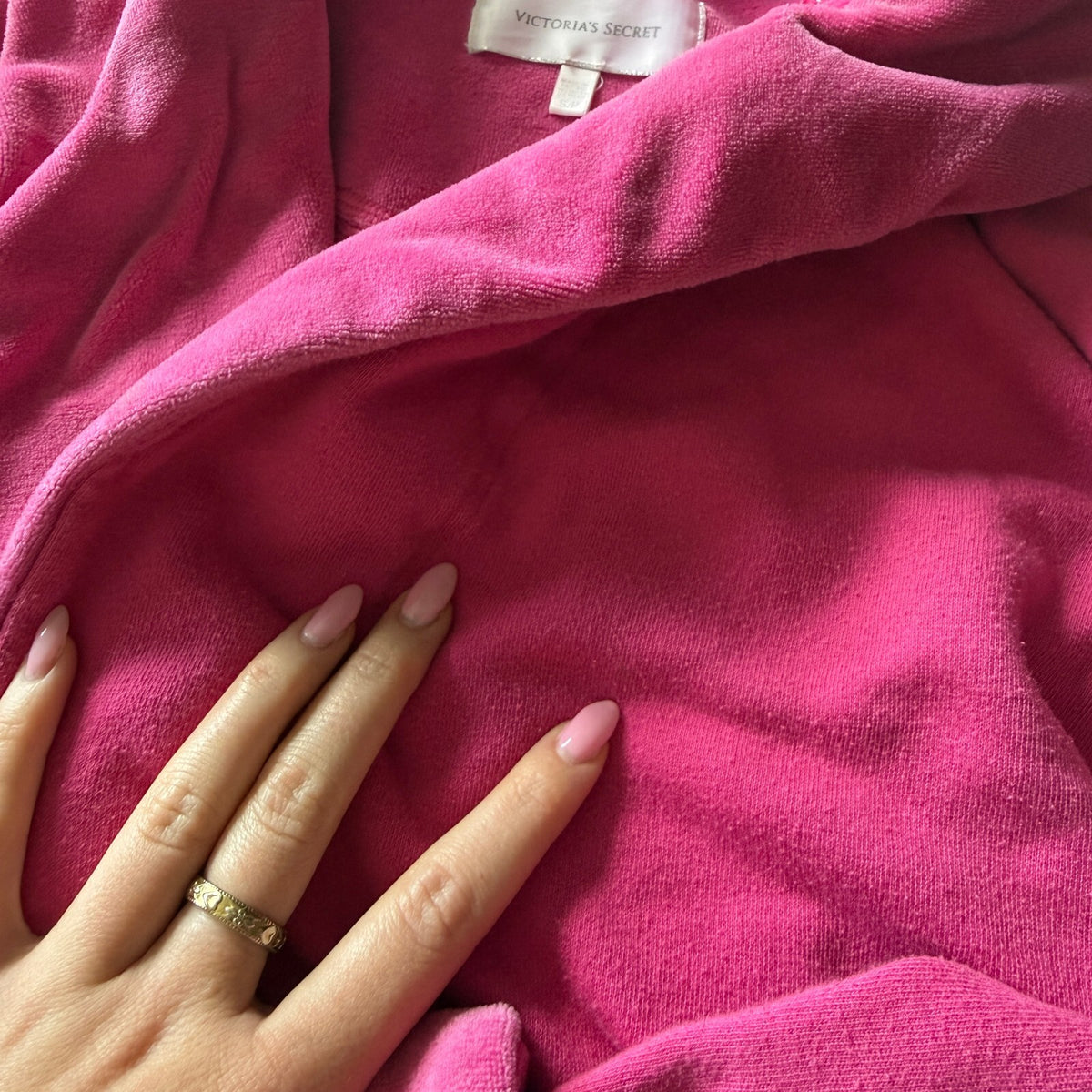 Victoria's Secret Hot Pink Belted Velour Robe Y2K Coquette Girly Dressing Gown