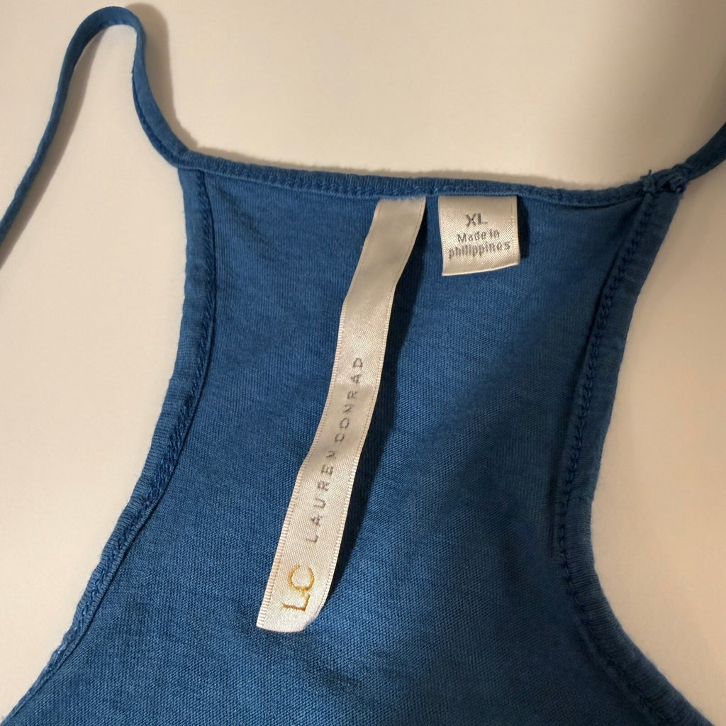 LC Lauren Conrad Tiered Ruffled Racerback Tank Top Mermaid H20 Surfer Coastal