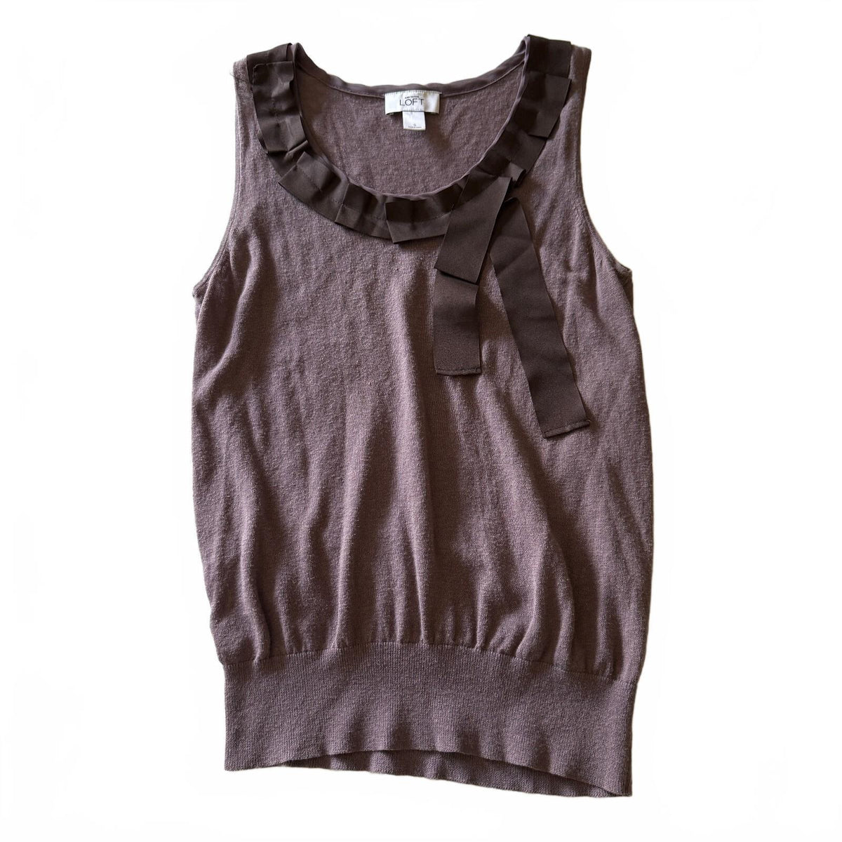 Loft Women's Coquette Tie Detail Sleeveless Blouse Soft Romantic Cotton Linen