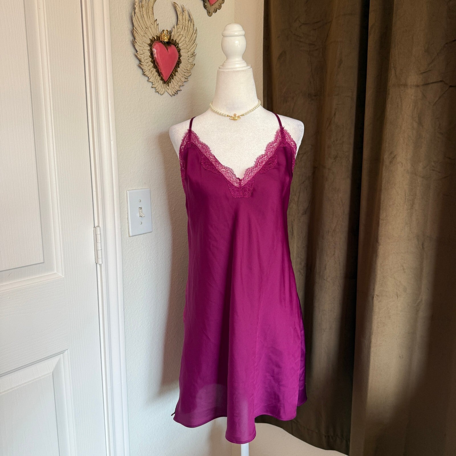 Victoria's Secret Women's Purple Slipdress Lace Trim Mini Women's Medium