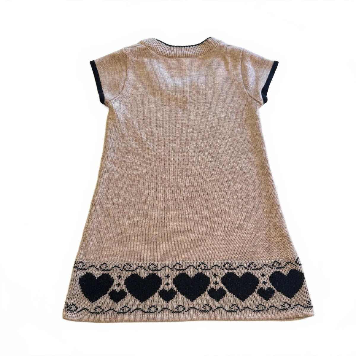 Heart Detail Knit Sweater Mini Dress Cozy Fair Isle Hem Fall Sz Xs/Small