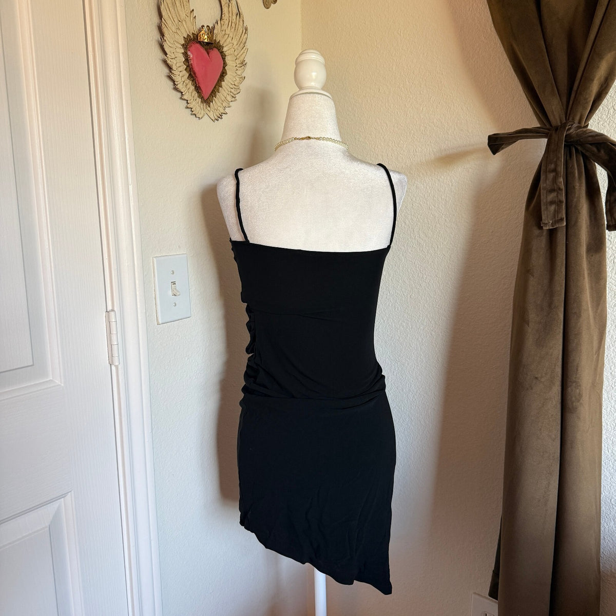 Diane Von Furstenburg Asymmetrical Ruched Detail Little Black Dress Size 8