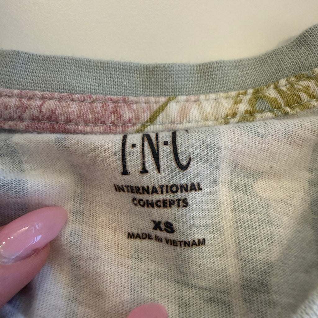 INC International Concepts Women's XS Long Sleeve Cotton Top with Pastel Pattern