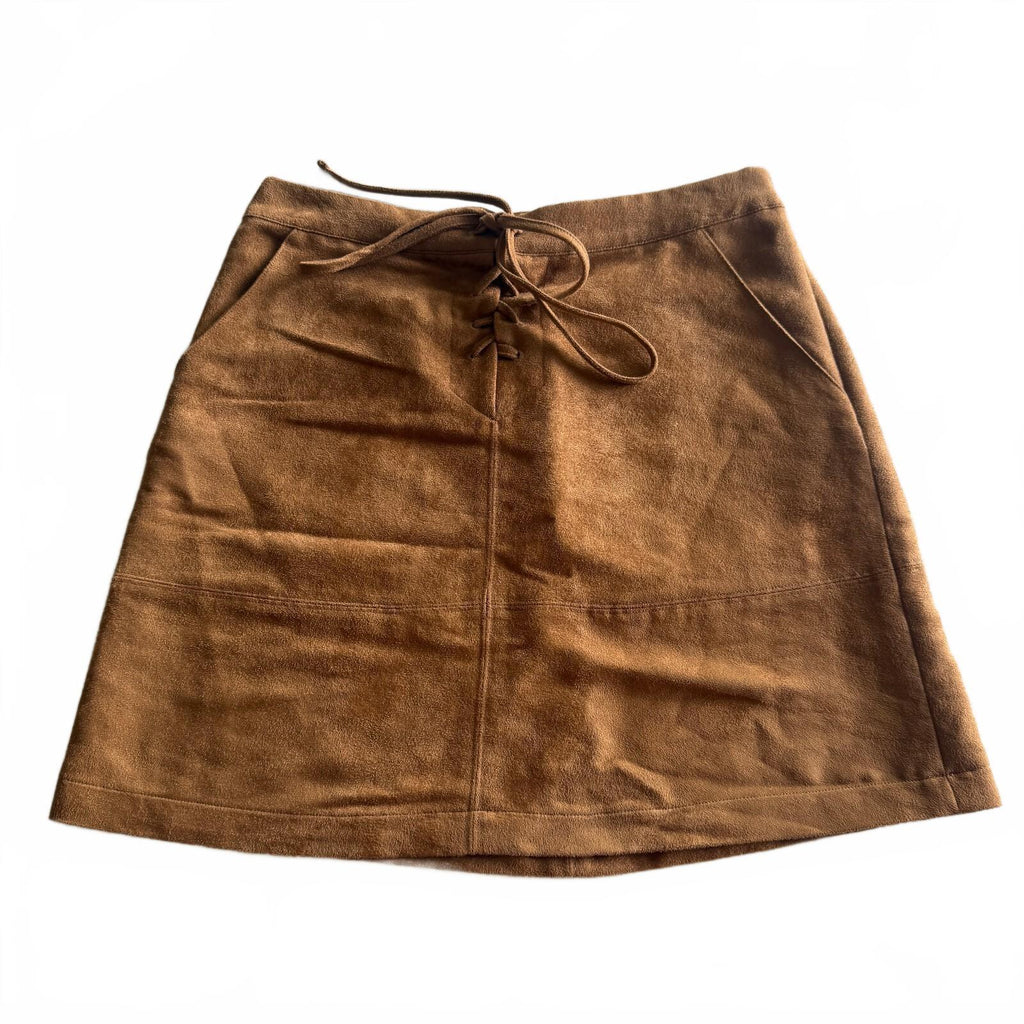 LC Lauren Conrad Faux Suede Mini Skirt Western Lace Up Boho Size 4