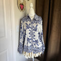 Rachel Zoe Floral Printed Satin Button-Down Quiet Luxury Vacation Resort Office