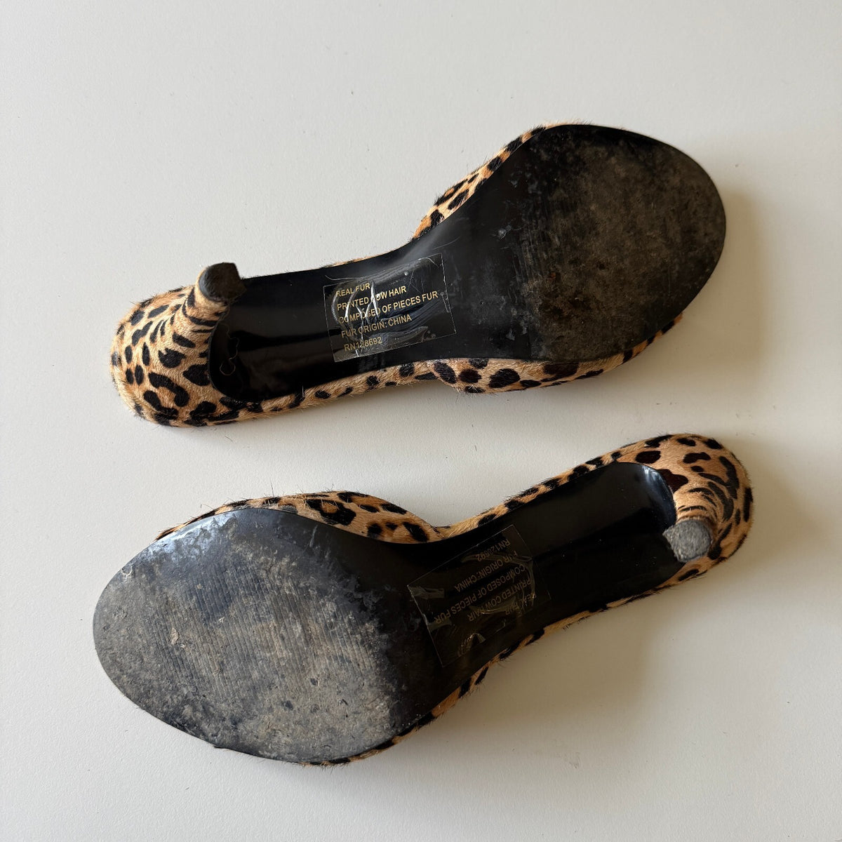 Steve Madden Erin Leopard Cow Hair Stiletto Mule Heels Y2K Animal Print Sz M