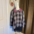 Vintage Ben Marc International Plaid Cape Back Blazer Purple Satin Collar Sz 16