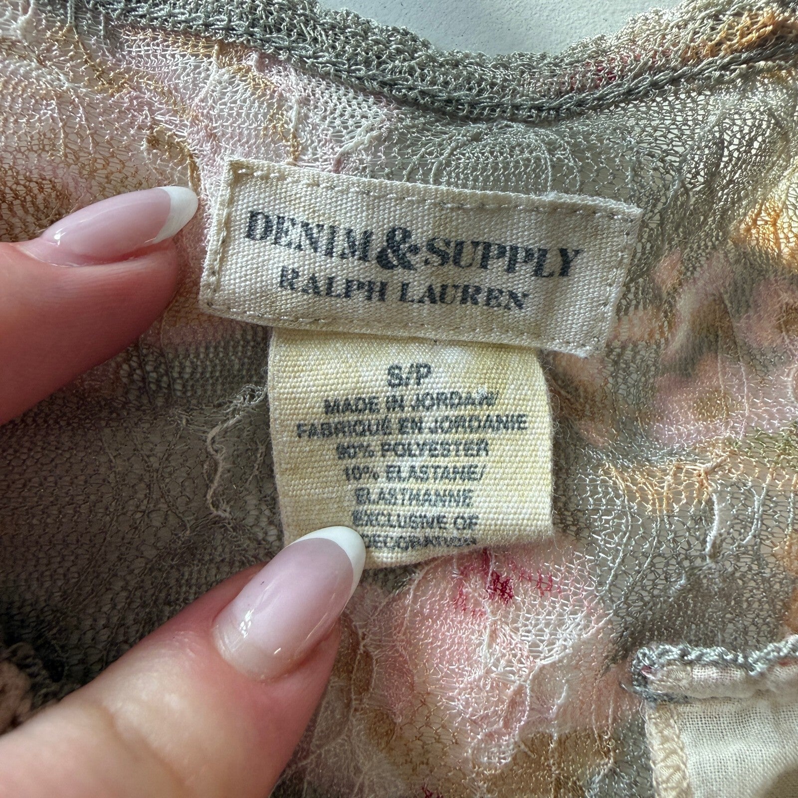 Denim & Supply Ralph Lauren Women's Sheer Floral Lace Long Sleeve Top, Size S/P