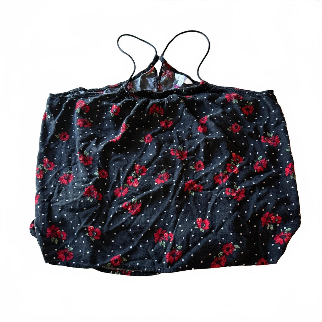No Boundaries Sz 3X Black Floral Polka Dot Layered Cami Coquette Girly Flowy