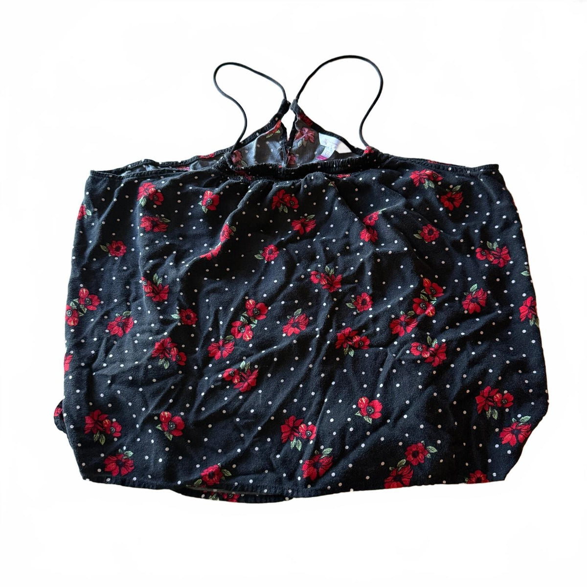 No Boundaries Sz 3X Black Floral Polka Dot Layered Cami Coquette Girly Flowy