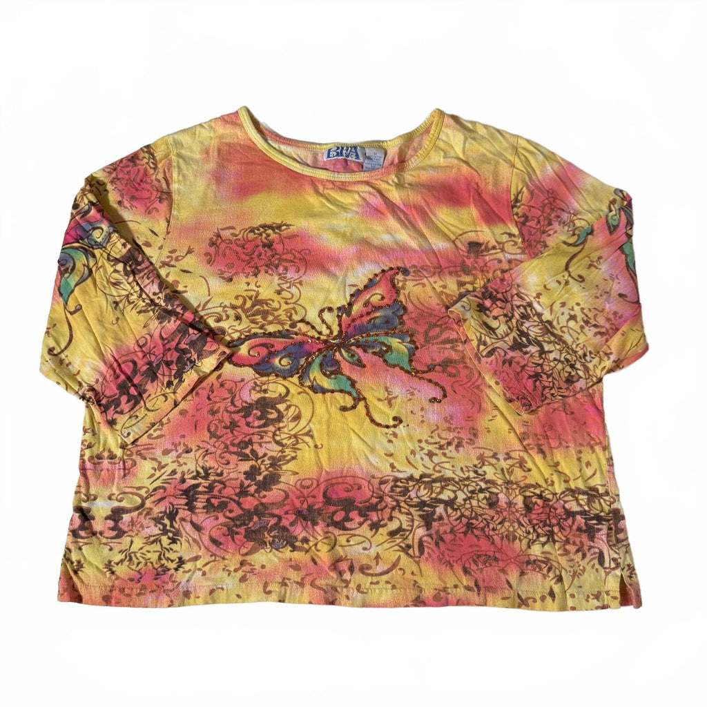 BFA Classics Vintage 1990s Y2K Butterfly T-Shirt 100% Cotton Rhinestone Blingy