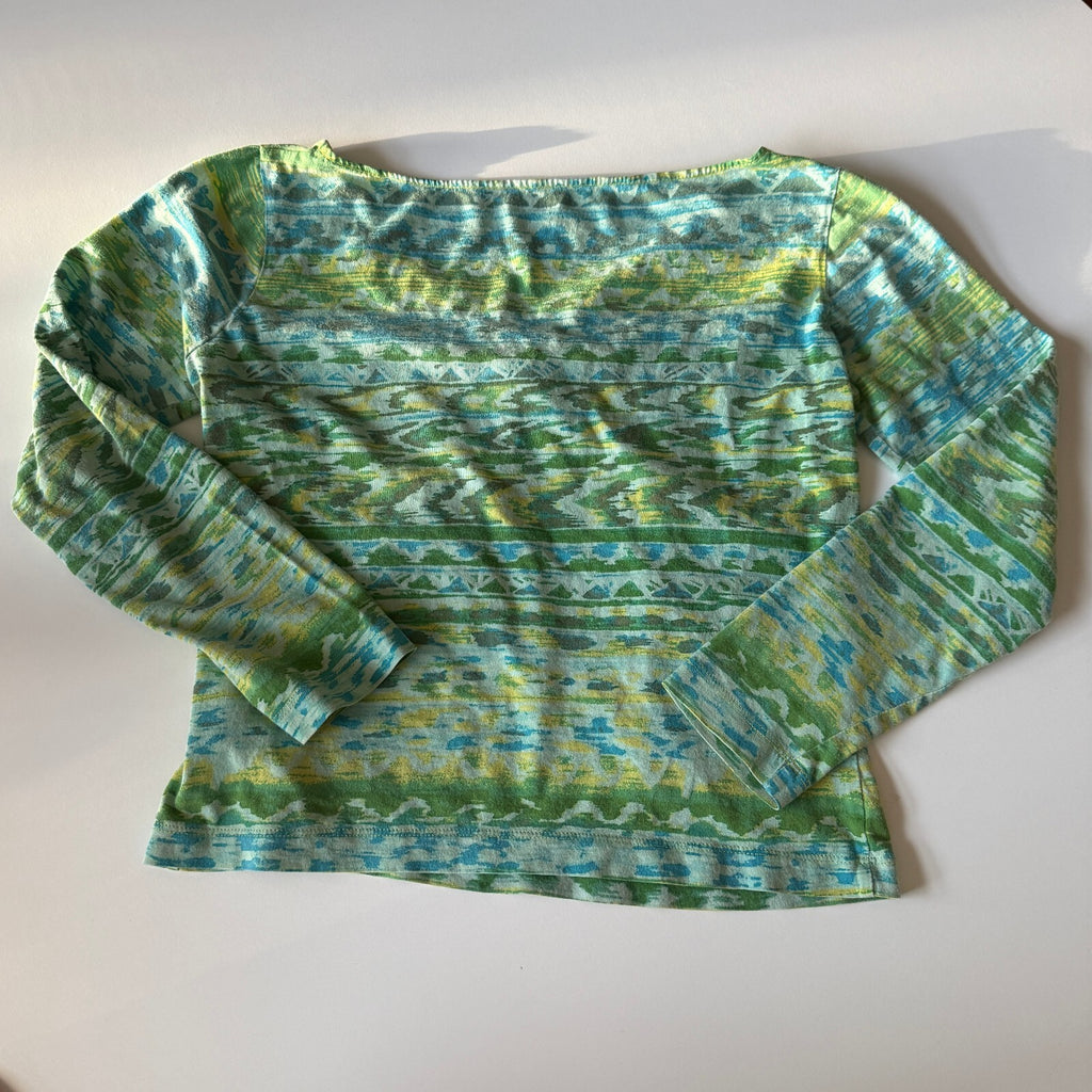 Jones Wear Jeans Women's Green and Blue Long Sleeve 100% Cotton Size Small
