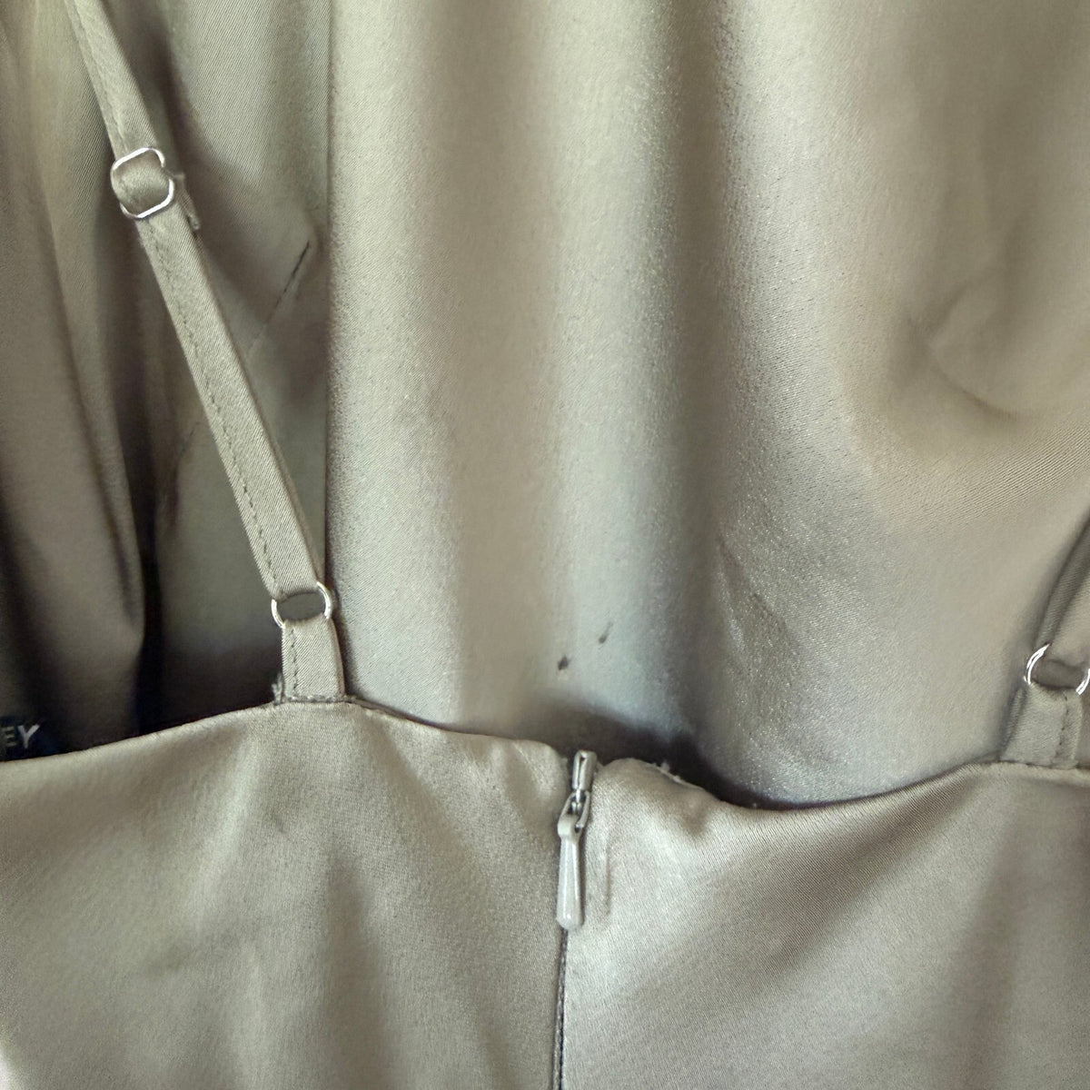 Birdy Grey Sage Green Satin Cowl Neck Slit Maxi Dress Lisa Shiny Bridesmaid XS