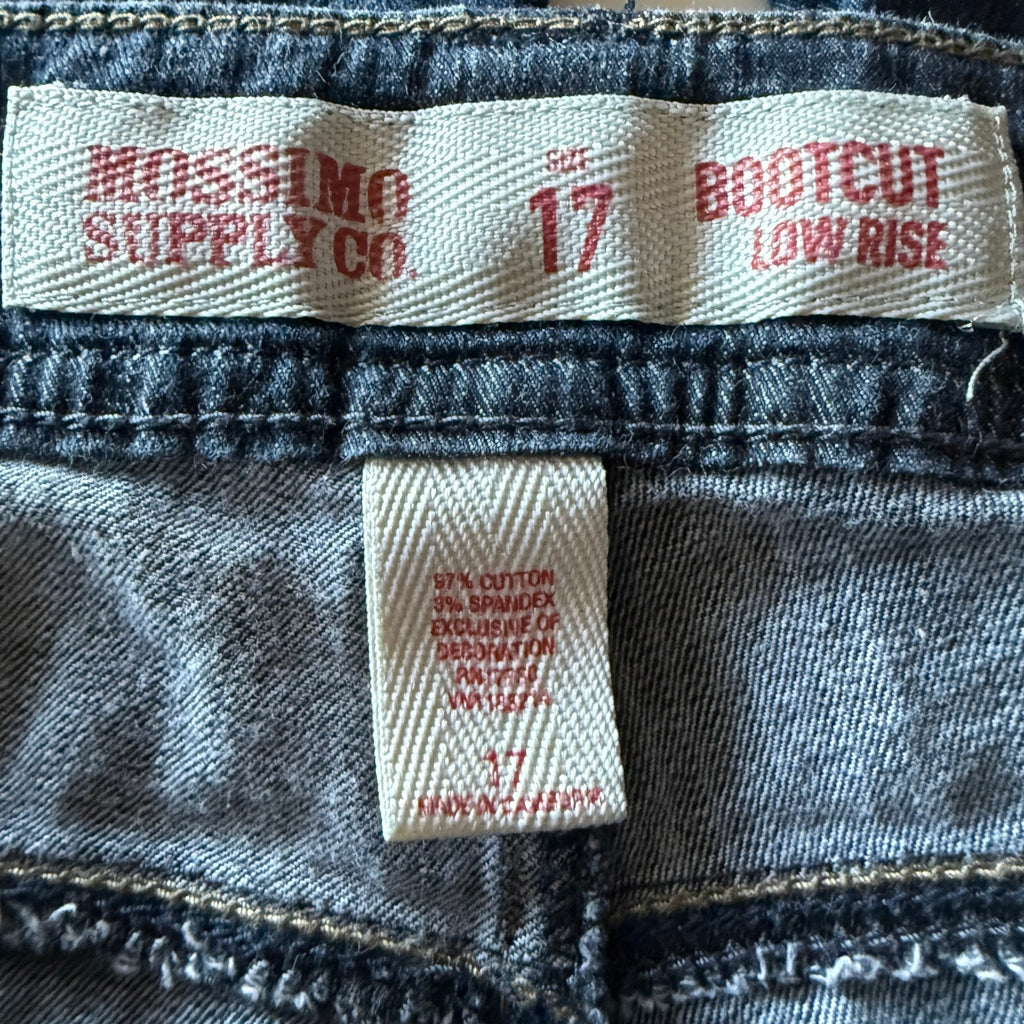 Mossimo Supply Co Sz 17 Bootcut Low Rise Jeans Embroidered Pockets Y2K Grunge
