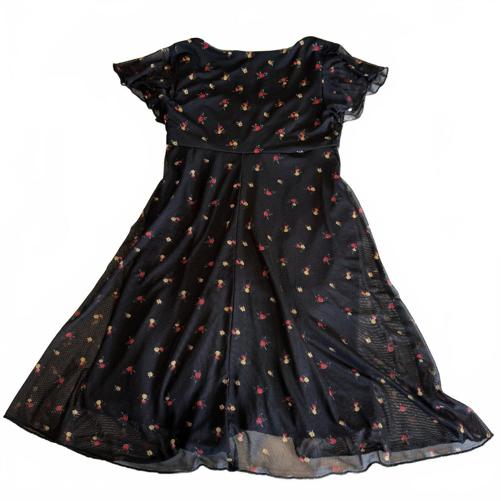 See You Monday Black Floral Mesh Dress Size XS