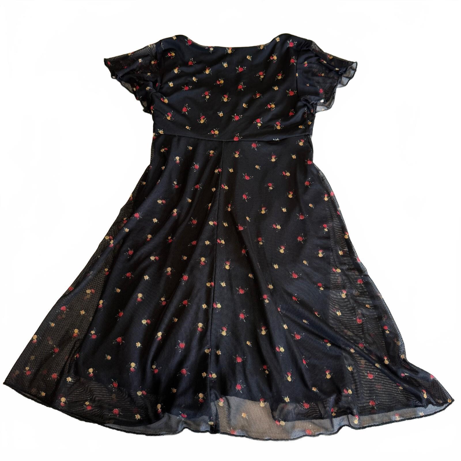 See You Monday Black Floral Mesh Dress Size XS