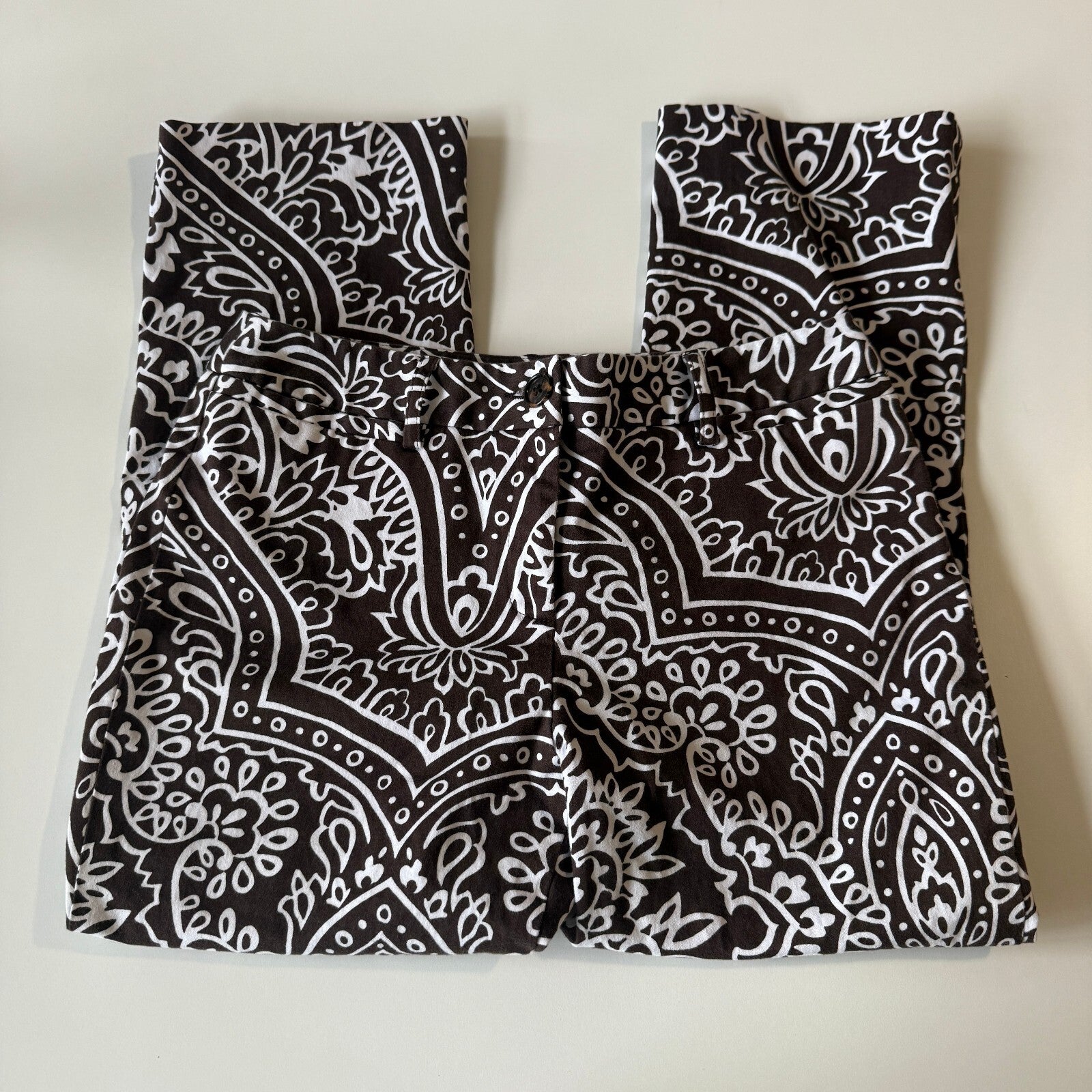 Funky Patterned Paisley 70's Printed Cotton Capris Women's Sz 4