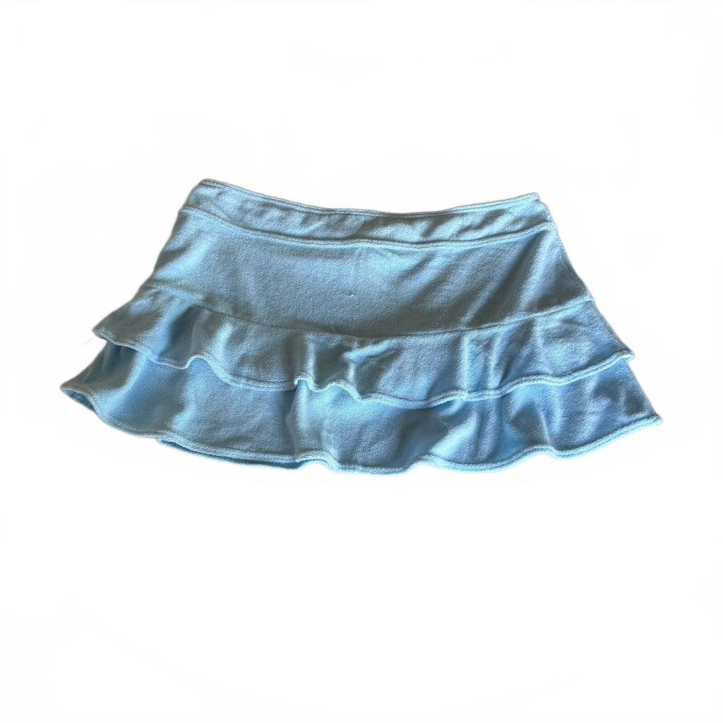 Sonoma Coquette Mermaid Surf Terrycloth Light Blue Ruffle Mini Skirt Size Large