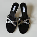 Vintage Isaac Mizrahi Mother of Pearl Button Kitten Heels Designer Sz 8 1/2