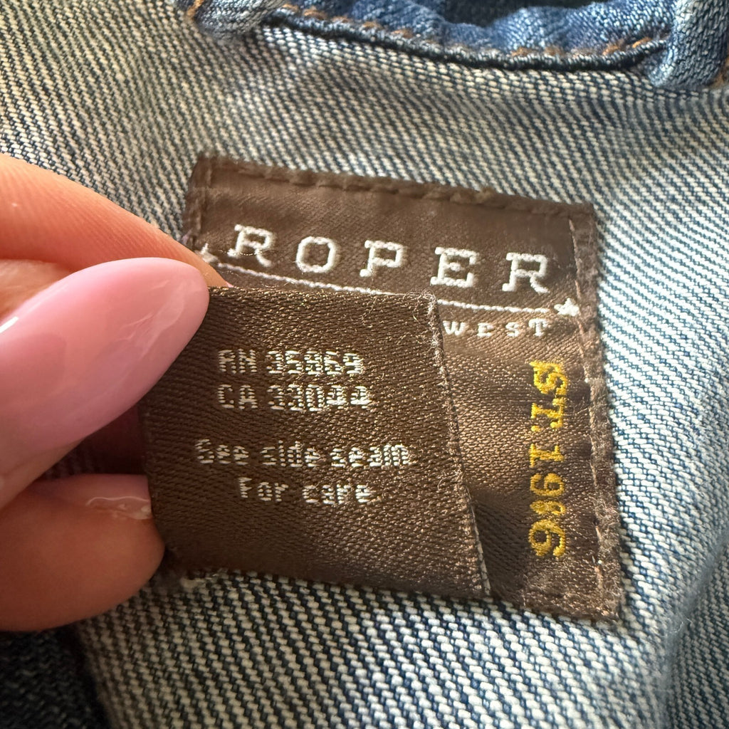 Roper Men's Fall Denim Trucker Jacket Sz L Western Wear the West Medium Wash