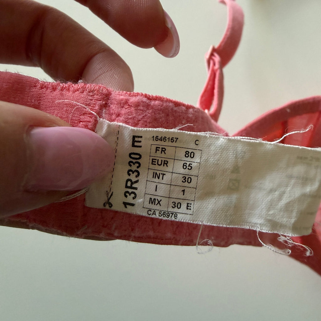 Simone Perele Coral Pink Lace Bra Sheer Floral French Luxury Lingerie Coquette