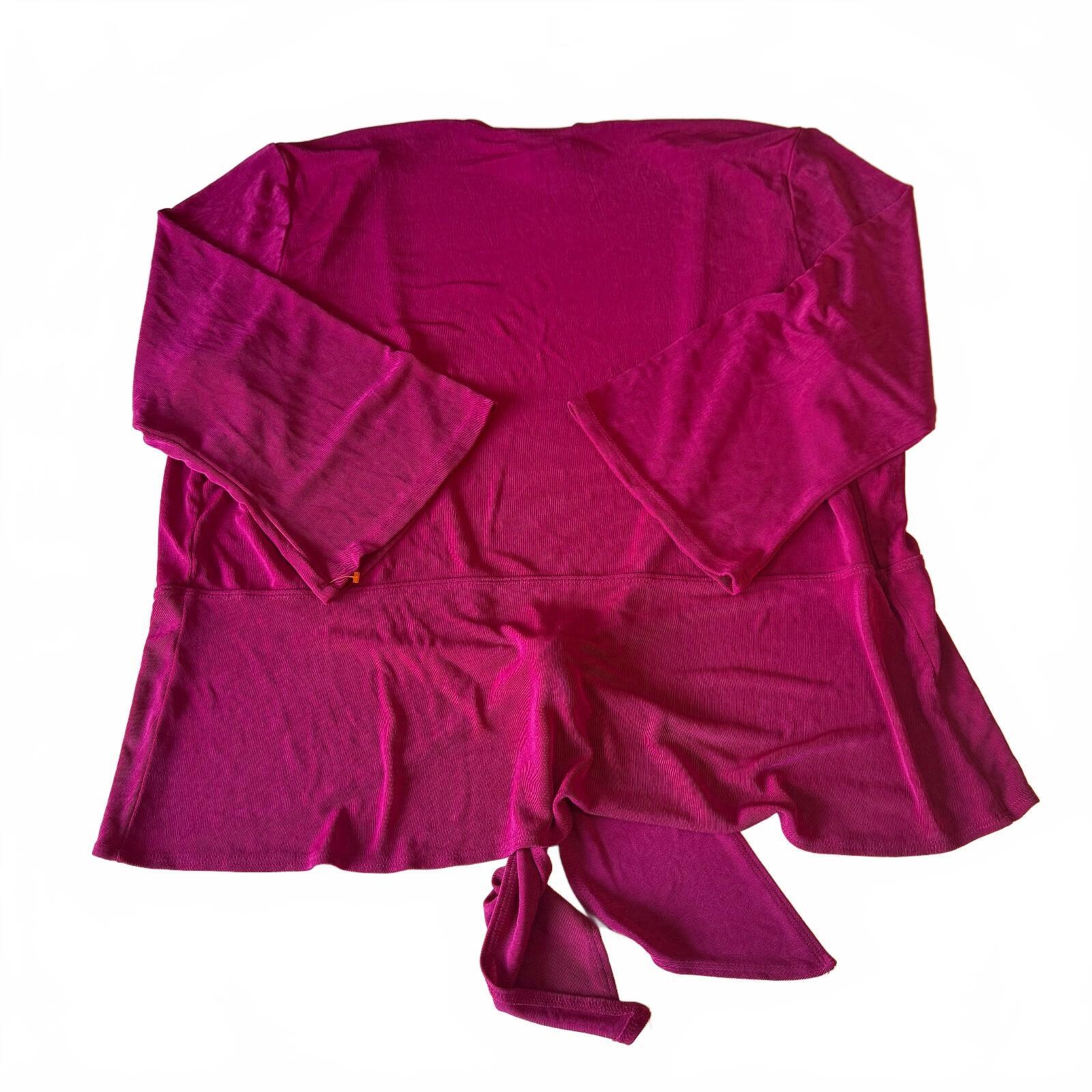 Chico's Travelers Magenta Front Tie Cardigan Size 3, 95% Acetate 5% Spandex, USA