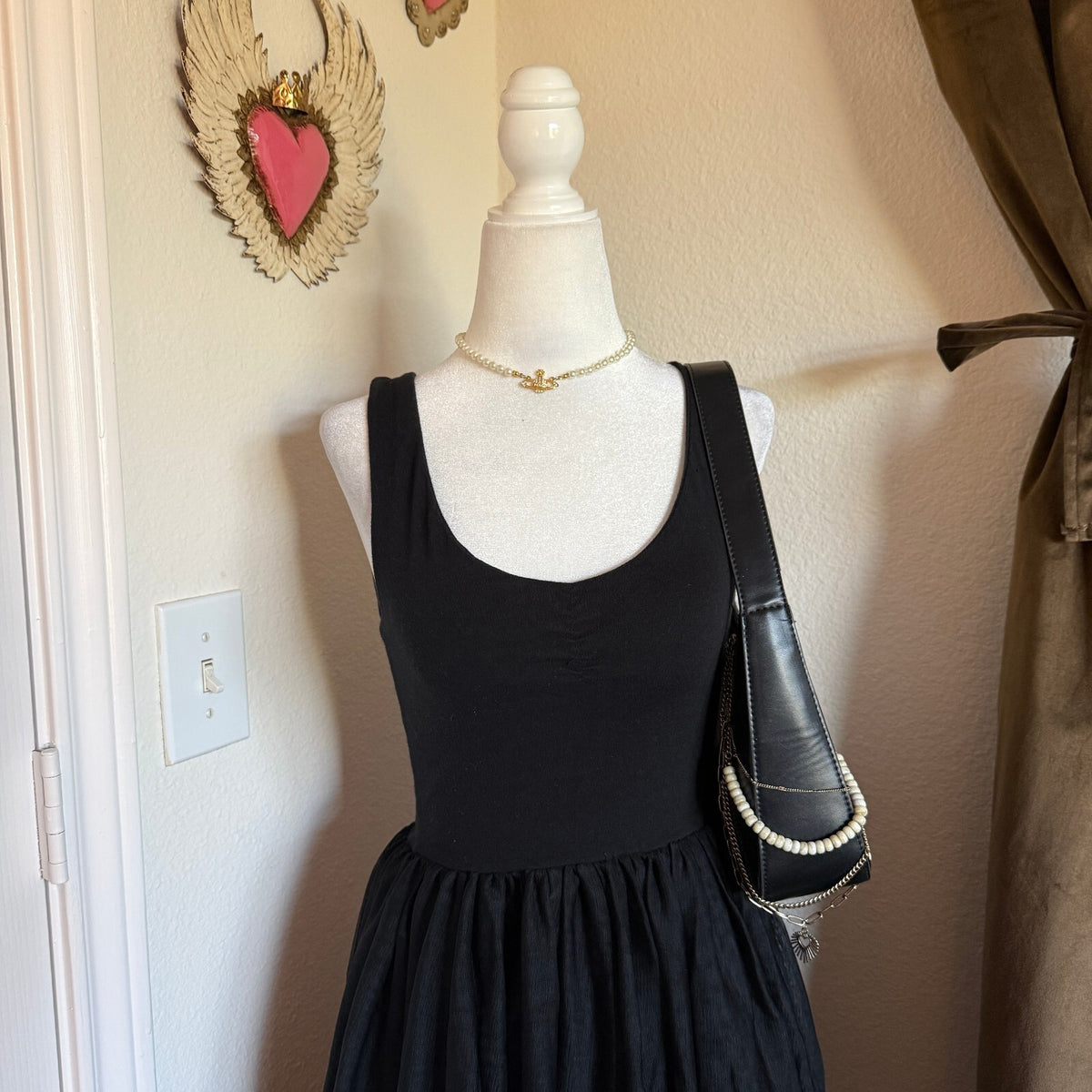 Xhilaration Ballerina Tulle Skirt Coquette Black Sleeveless Fit Flare Dress XS