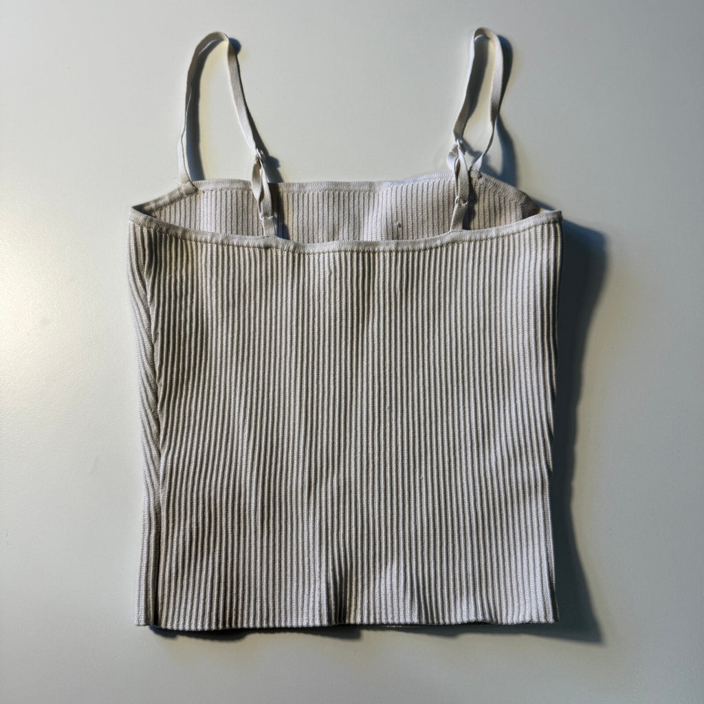 Artizia Babaton Sculpt Knit Cami Ribbed Tank Top XS White Model Off Duty Office