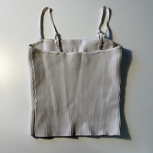 Artizia Babaton Sculpt Knit Cami Ribbed Tank Top XS White Model Off Duty Office