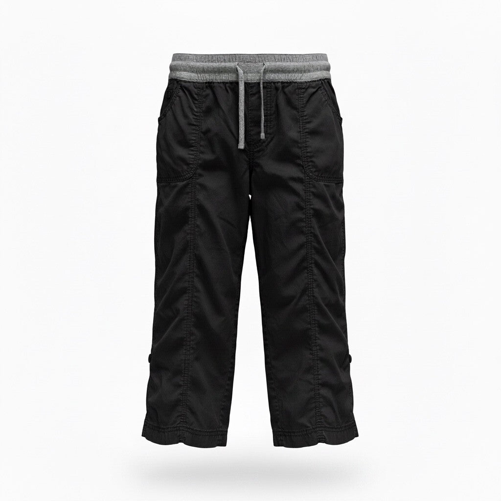 thriftalina BCG 2000s Yoga Mom Capris Drawstring Grey Black Contrast Women's Size Lg
