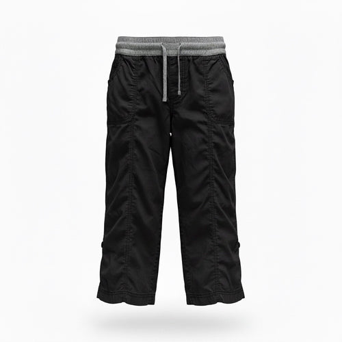 thriftalina BCG 2000s Yoga Mom Capris Drawstring Grey Black Contrast Women's Size Lg