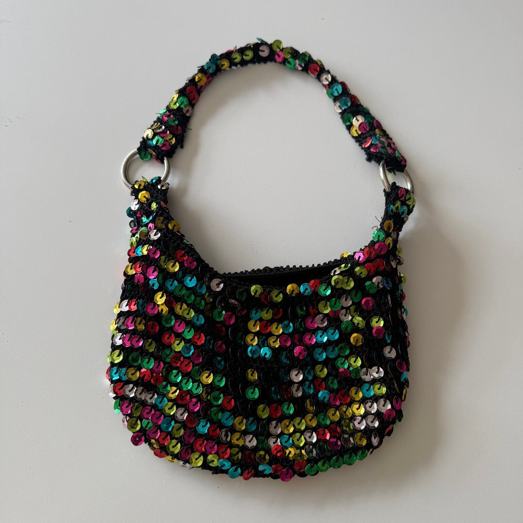 Y2K Beaded Sequin Multicolor FashionExpress Confetti Slouchy Mini Bag Rave