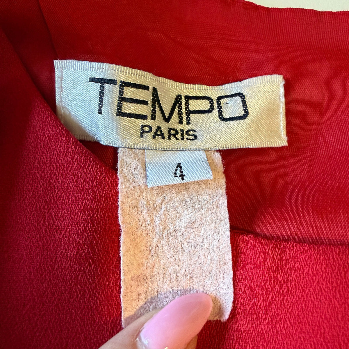 thriftalina Vintage 90s Tempo Paris Red Tie Detail Mini Dress Fairycore Coquette Euro Sz 4