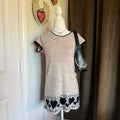 Heart Detail Knit Sweater Mini Dress Cozy Fair Isle Hem Fall Sz Xs/Small