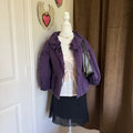 Elle Purple Peplum Jacket Ruffle Collar Balloon Sleeve Coquette Dark Academia S