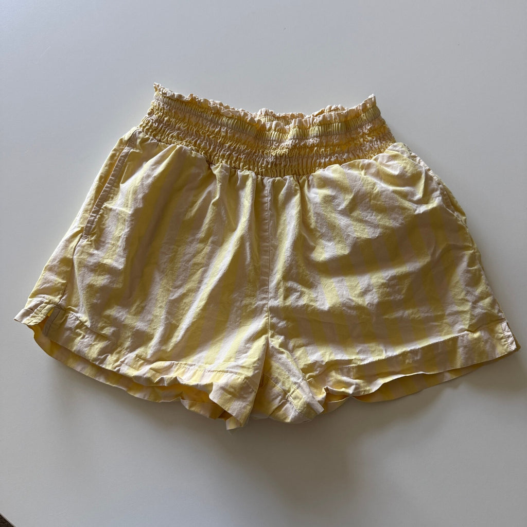 A New Day Women's Yellow Striped Cotton Elastic Waist Shorts, Size XS