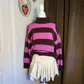 LOFT Gilmore Girls Fisherman Cozy Preppy Striped Mock Neck Sweater Pink & Brown