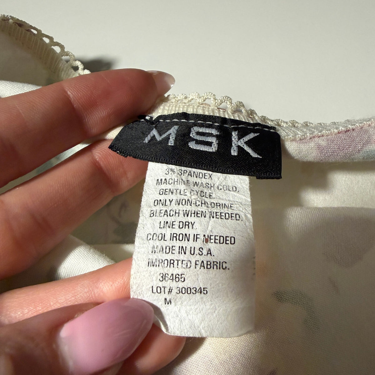 Vintage MSK Cream Floral Midi Skirt Size M Made in USA Cottagecore 90s 2000s