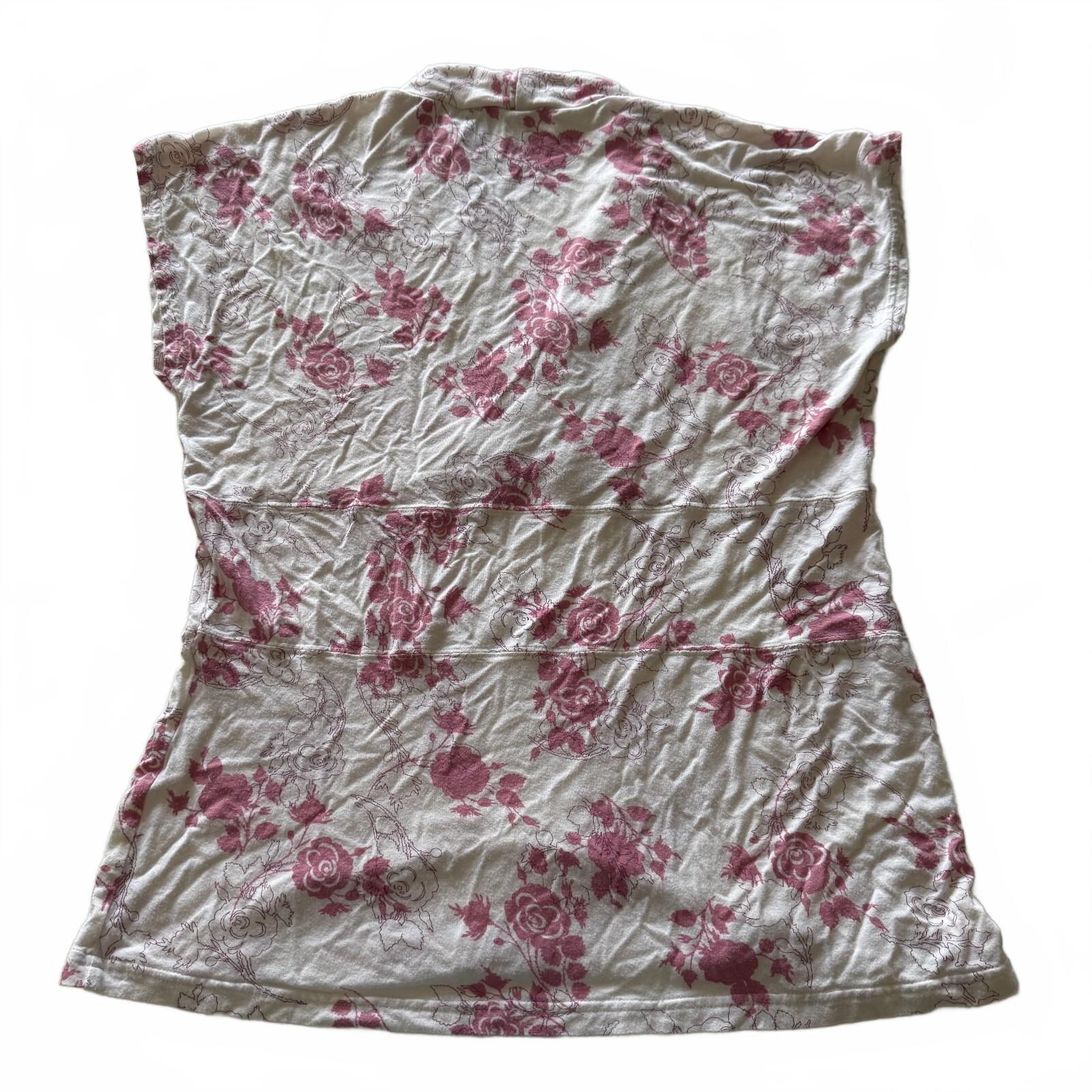 Cool Nights by Soma Floral Print V-Neck Short Sleeve Top Size M