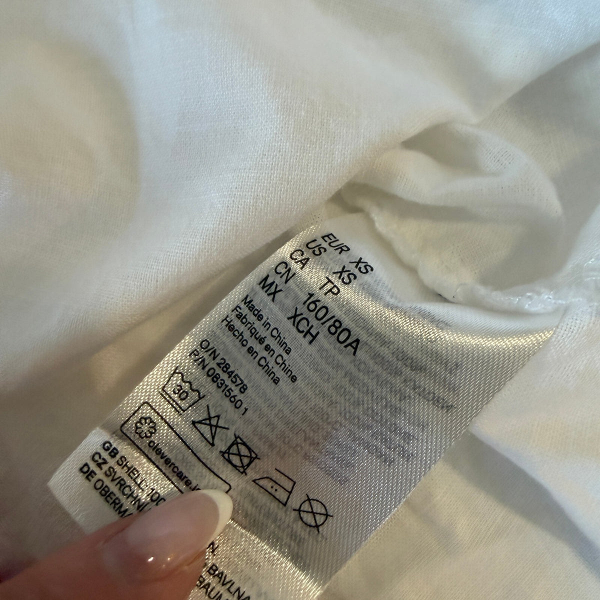 H&M White Cotton Poplin Puff Sleeve Cottagecore Smocked Blouse Women's XS