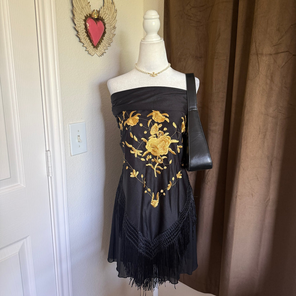 Piano Convertible Embroidered Scarf/Wrap/Shawl w/ Floral Applique Stevie Nicks