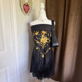 Piano Convertible Embroidered Scarf/Wrap/Shawl w/ Floral Applique Stevie Nicks