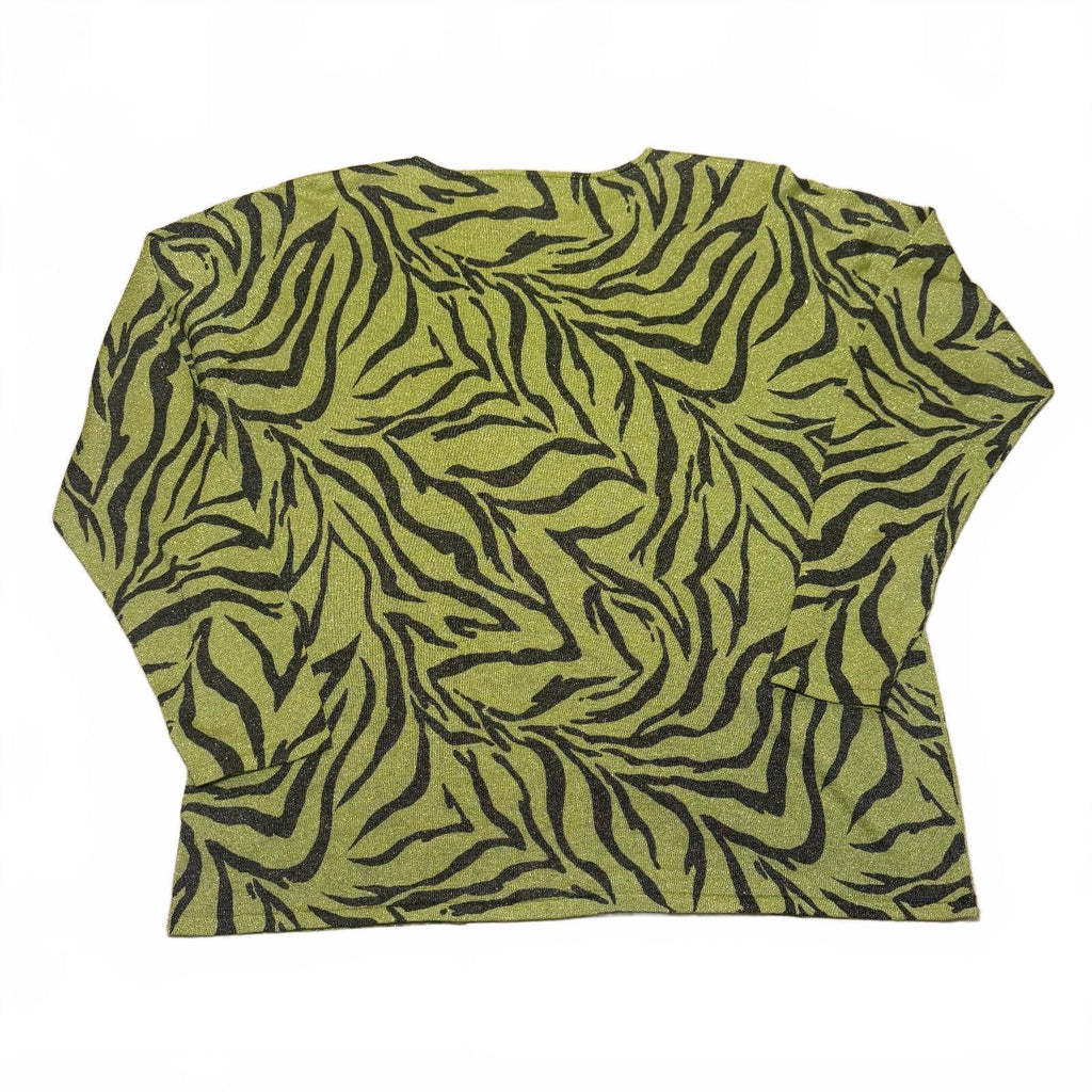 Peter Nygard Collection Womens 2X Green and Black Zebra Print Silk Blend Sweater