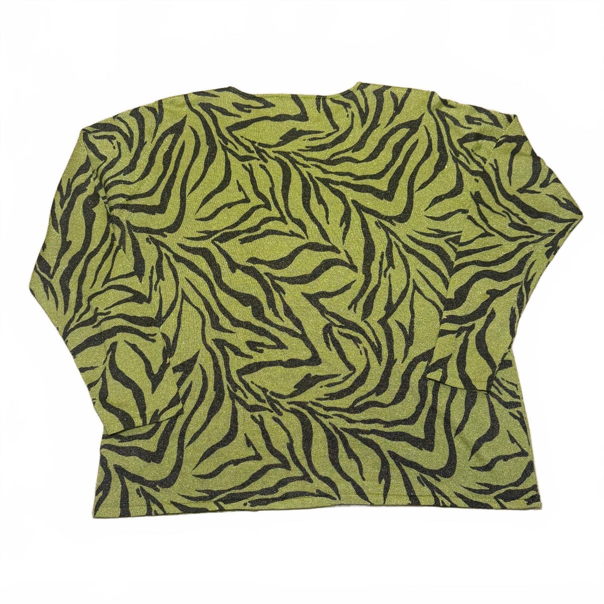 Peter Nygard Collection Womens 2X Green and Black Zebra Print Silk Blend Sweater