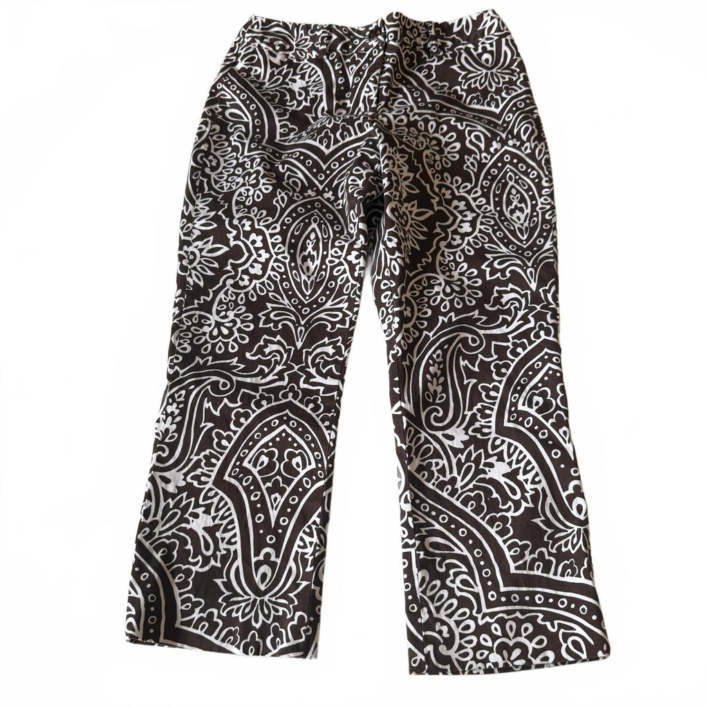 Funky Patterned Paisley 70's Printed Cotton Capris Women's Sz 4
